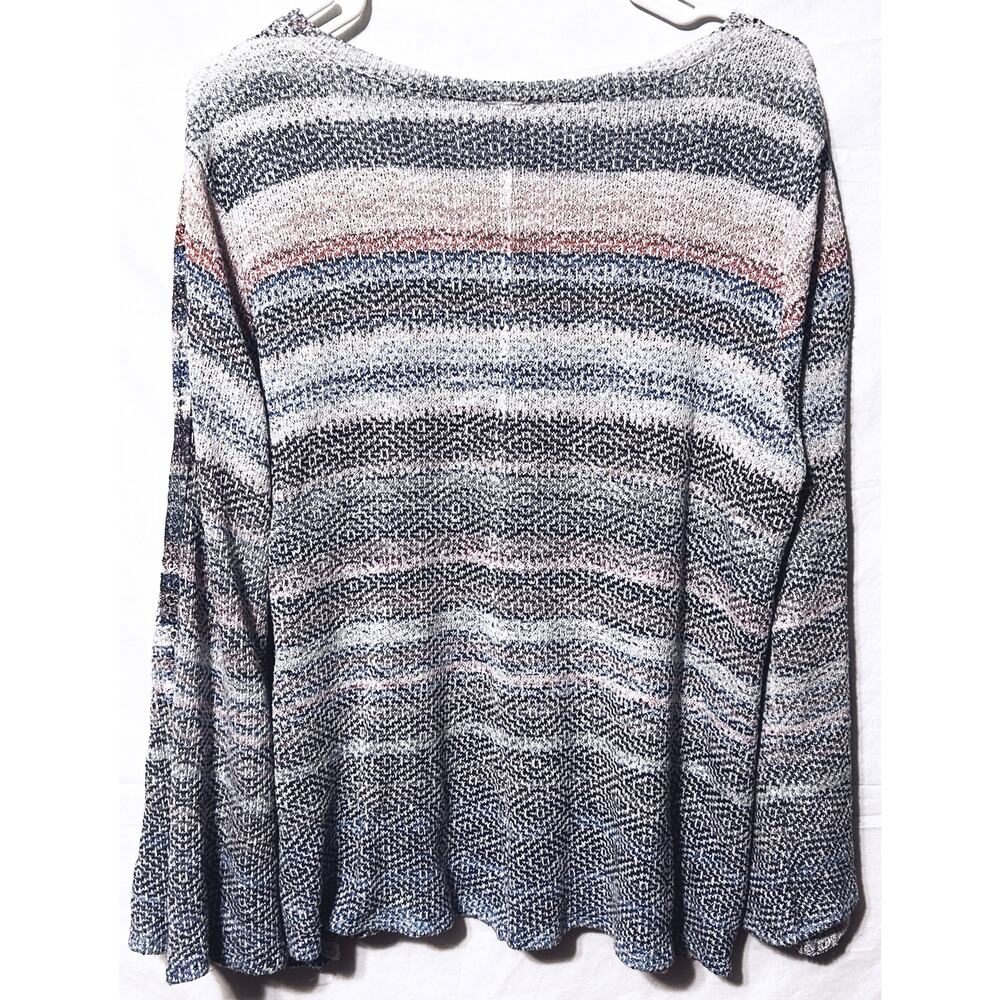 Avenue Striped Knit V-Neck Flared Sleeve Sweater 14/16 - Picture 6 of 9